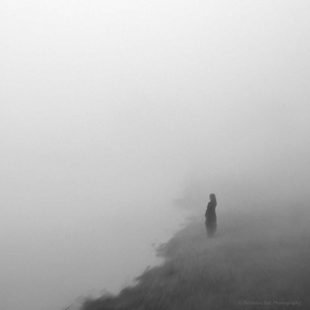 moody black and white photography, lake
