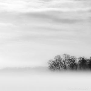 black and white lake photography print, lake house art